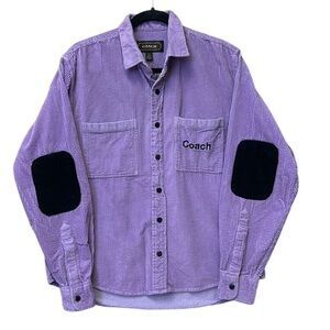 Coach Corduroy Elbow Patch Button‎ Down Shirt Shacket Purple/Black Women’s XXL